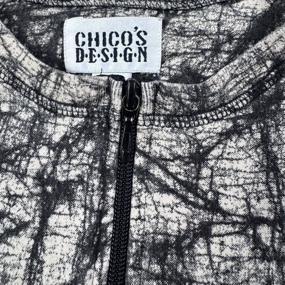 Chico's Design Jacket Womens 1 Small Black White VTG Batik Art To Wear Full Zip - Picture 3 of 9